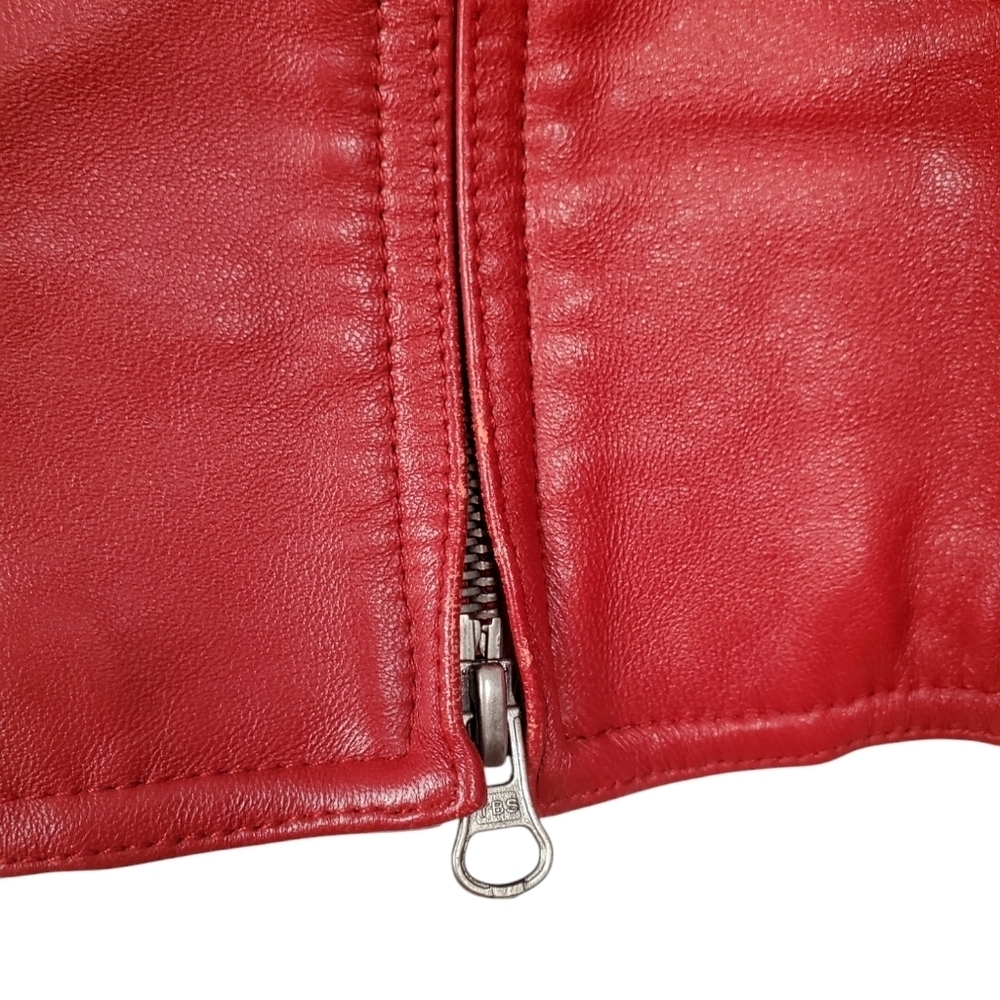 Birch Hill Women's Leather & Wool Zip Jacket. Red. LG - Picture 5 of 11